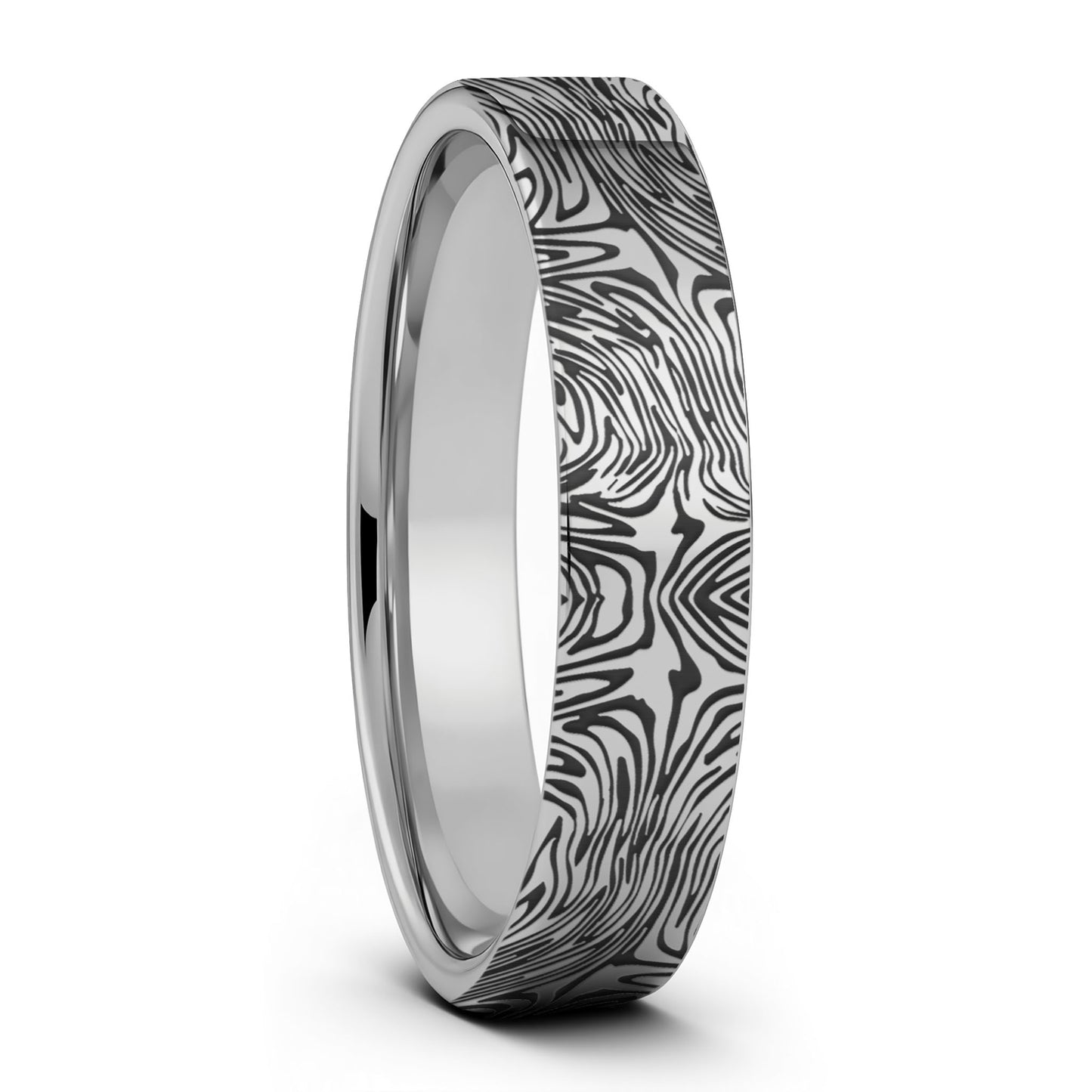 Damascus Steel Pattern Engraved Tungsten Men's Wedding Band