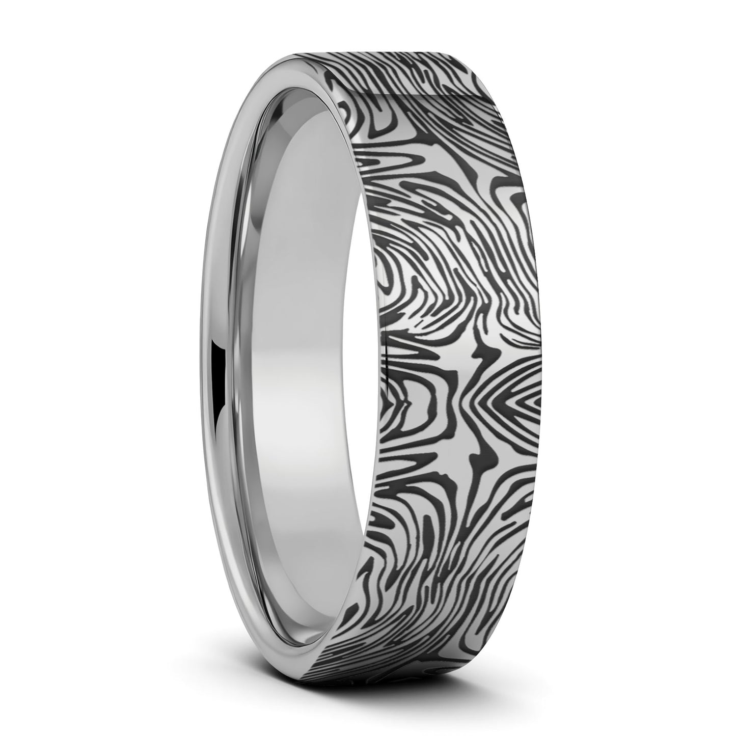 Damascus Steel Pattern Engraved Tungsten Men's Wedding Band