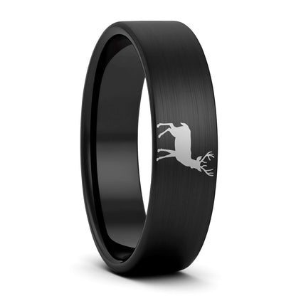 Deer Brushed Tungsten Men's Wedding Band