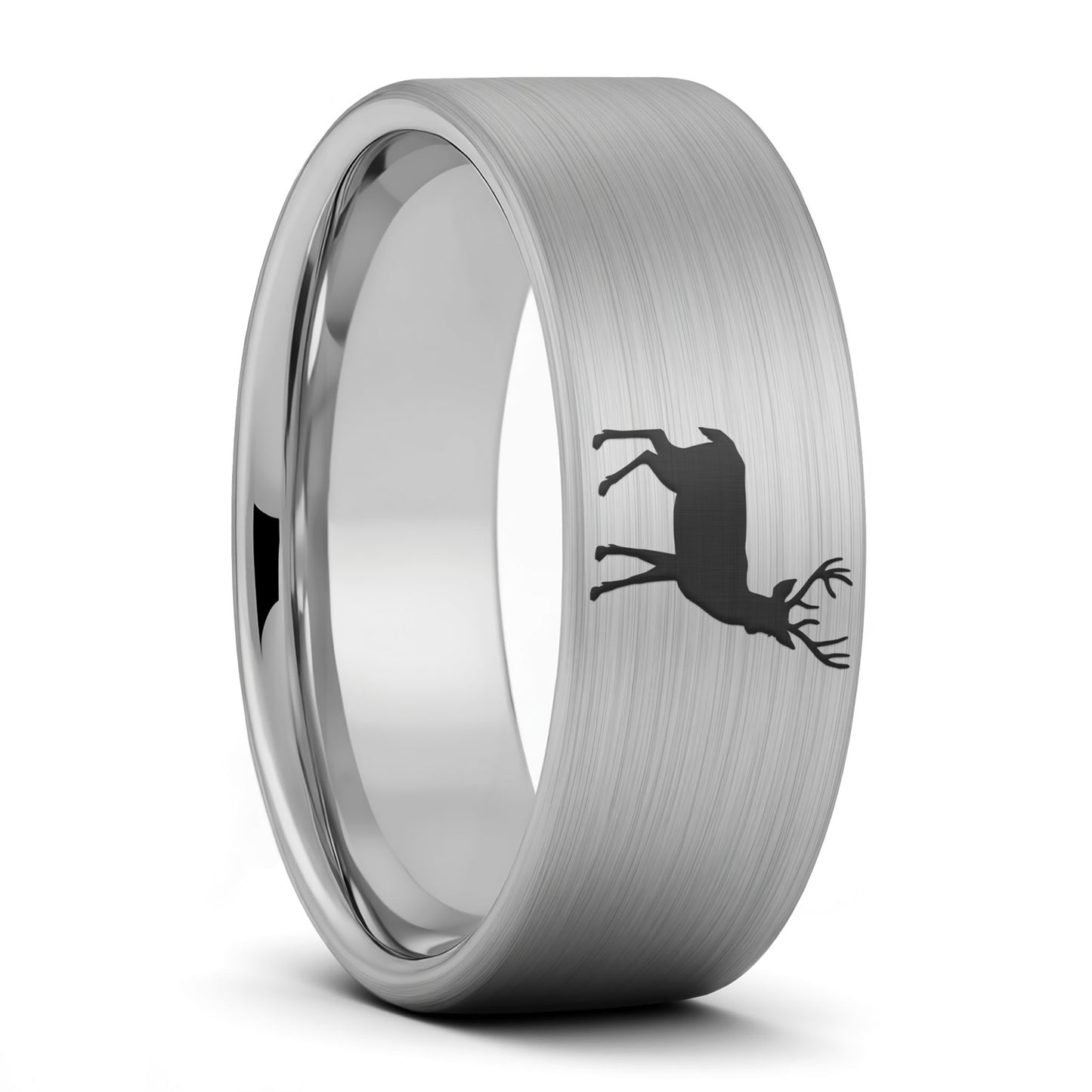 Deer Brushed Tungsten Men's Wedding Band