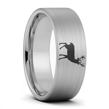 Deer Brushed Tungsten Men's Wedding Band
