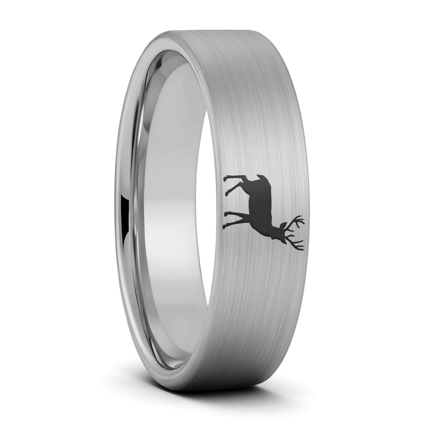 Deer Brushed Tungsten Men's Wedding Band