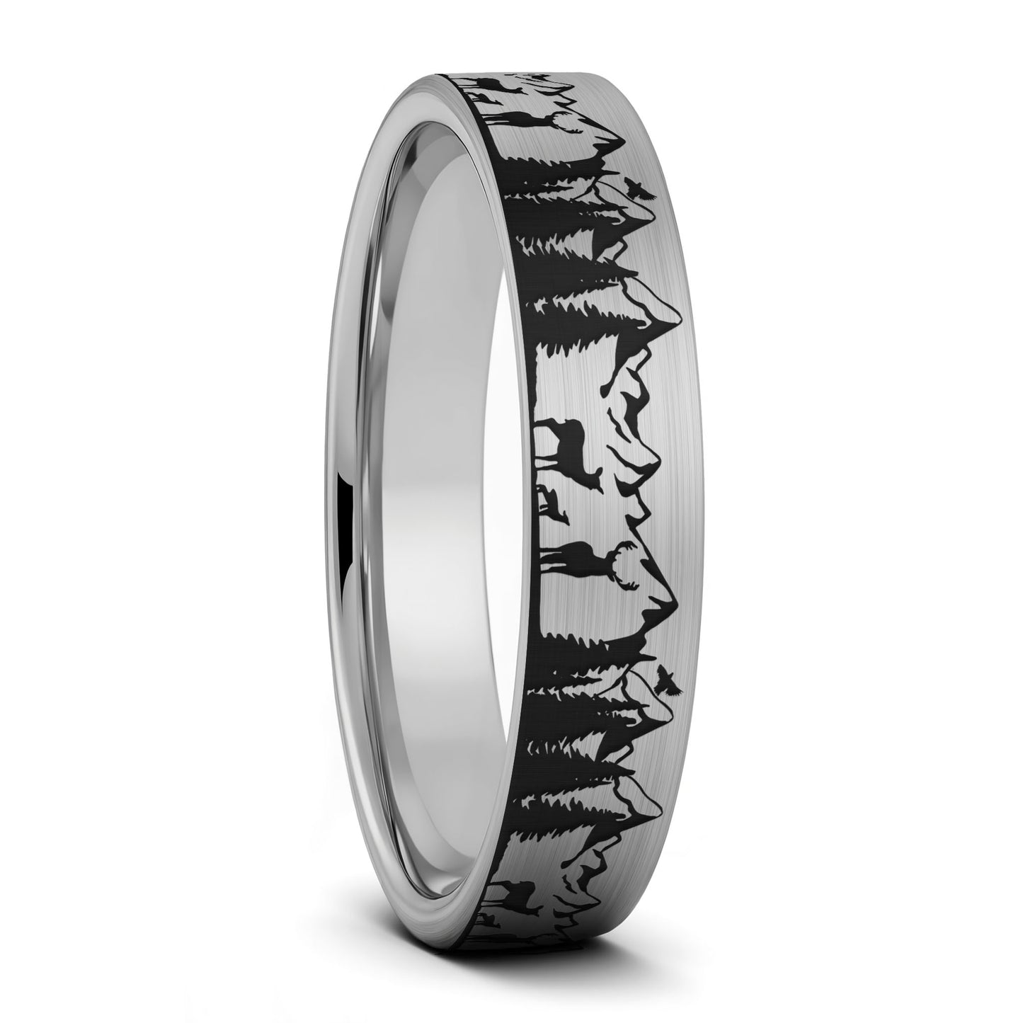 Alliance pour femme en tungstène doré brossé Deer Mountain Range