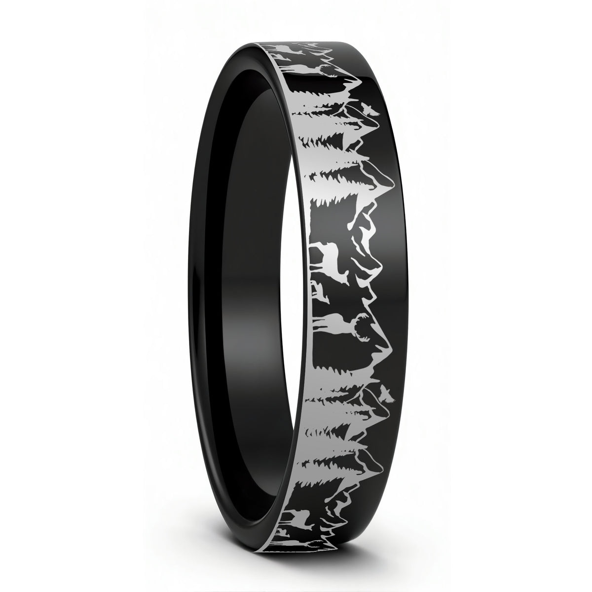 Alliance pour femme en tungstène doré brossé Deer Mountain Range