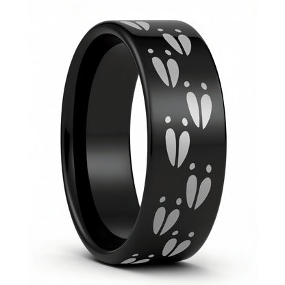 Deer Track Black Tungsten Wedding Band