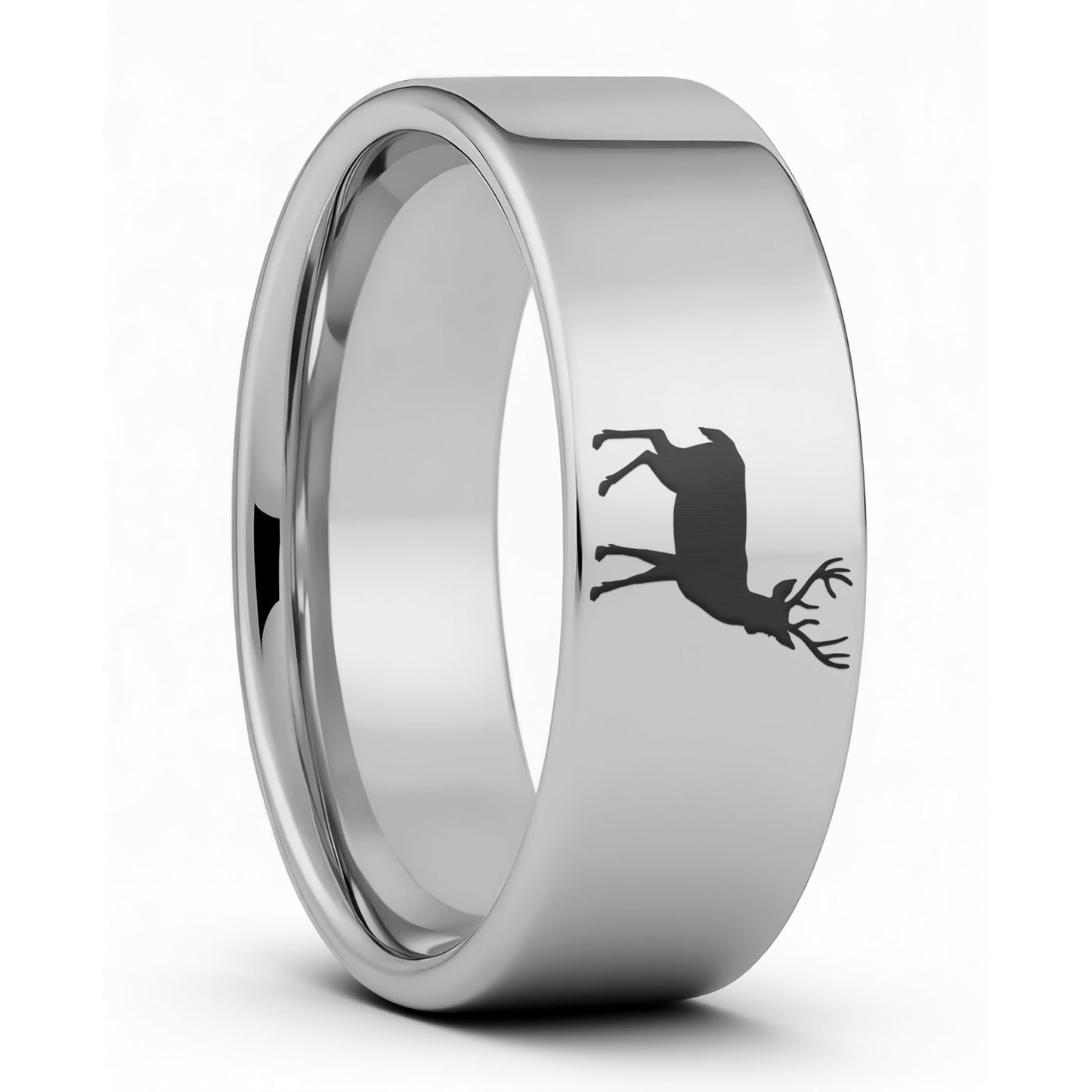 One Deer Tungsten Men's Wedding Band displayed on a plain white background