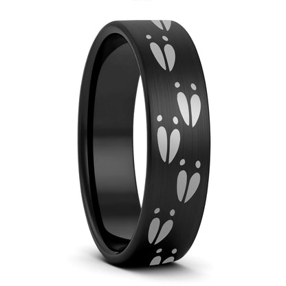 Deer Tracks Brushed Tungsten Men's Wedding Band