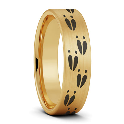 Deer Tracks Brushed Tungsten Men's Wedding Band
