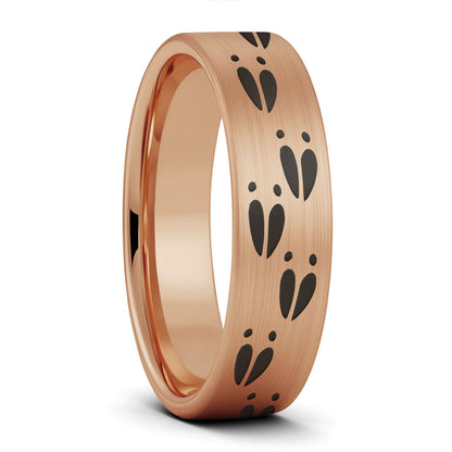 Deer Tracks Brushed Tungsten Men's Wedding Band