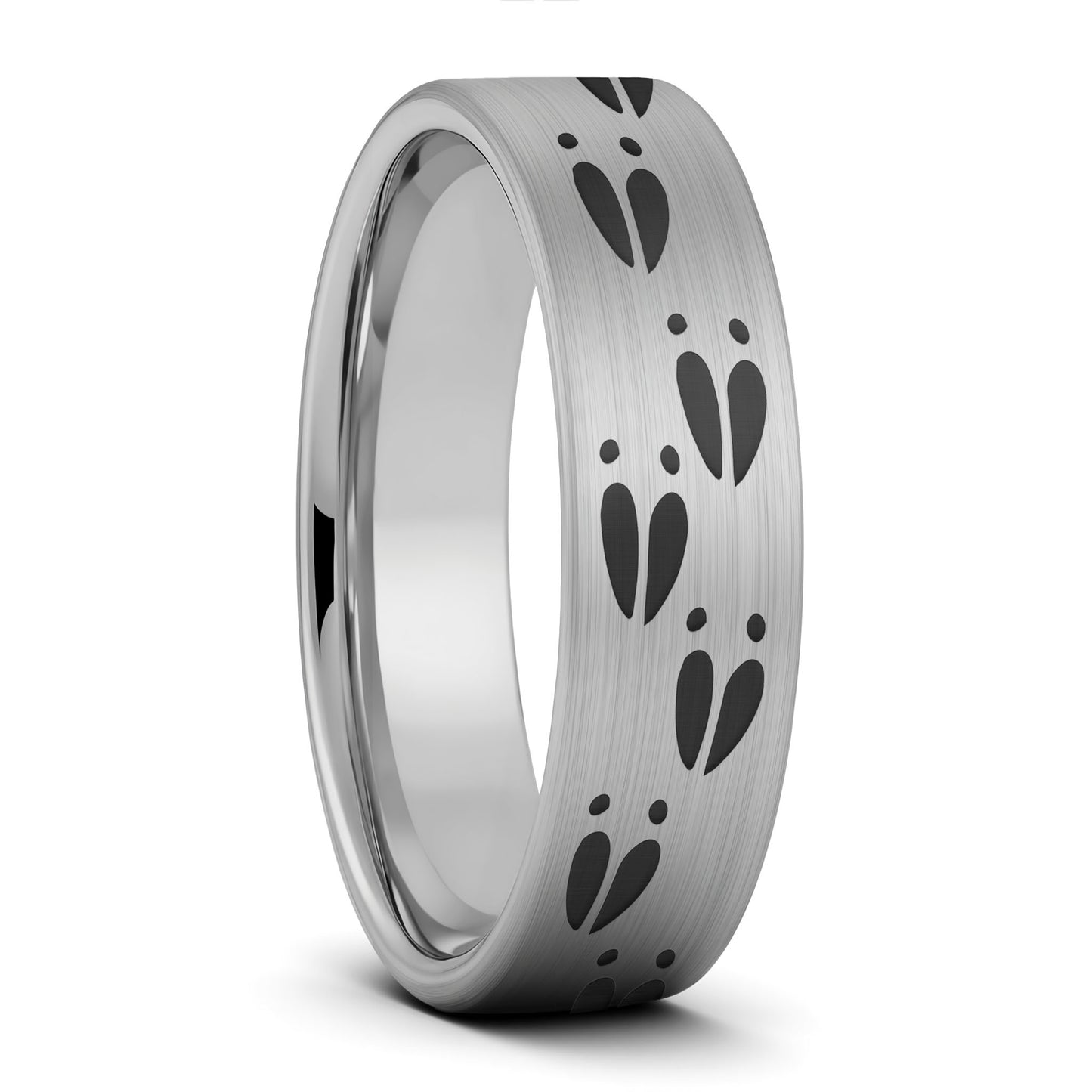 Deer Tracks Brushed Tungsten Men's Wedding Band