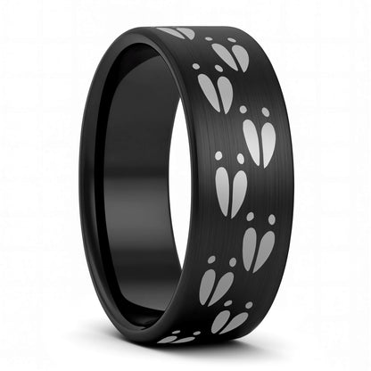 Alliance pour hommes en tungstène noir Deer Track