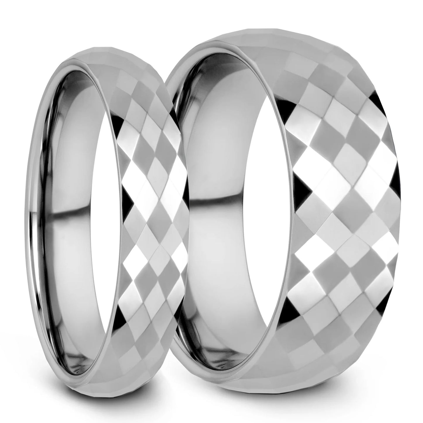 Alliance en tungstène avec diamants à facettes pour homme