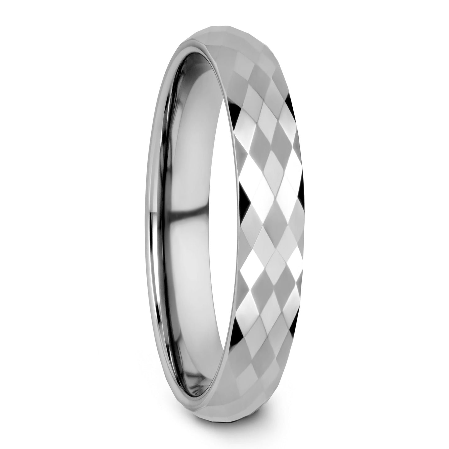 Alliance en tungstène avec diamants à facettes pour femmes