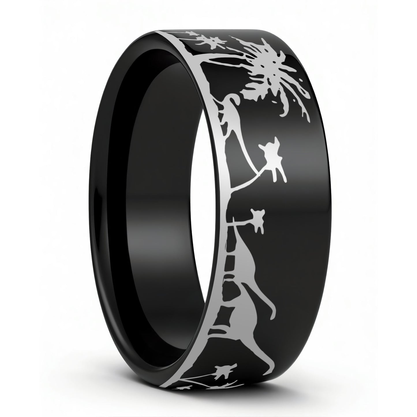 Dinosaur Scene Tungsten Men's Wedding Band
