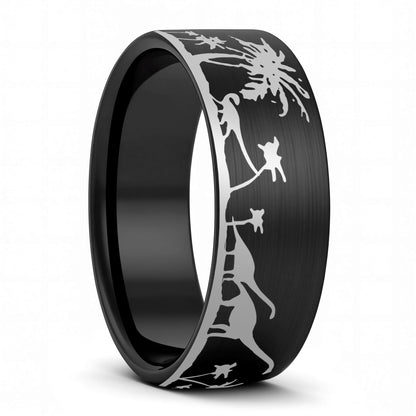Dinosaur Scene Tungsten Men's Wedding Band