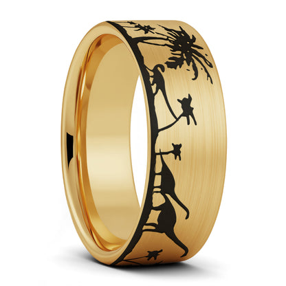Dinosaur Scene Tungsten Men's Wedding Band