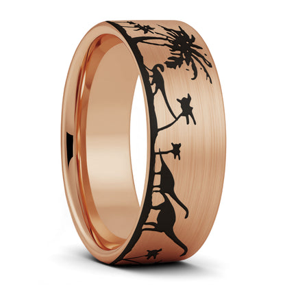 Dinosaur Scene Tungsten Men's Wedding Band