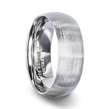 Domed Brushed 925 Sterling Silver Men's Wedding Band