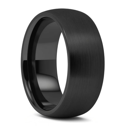 Extra-Wide Brushed Domed Black Tungsten Men's Wedding Band