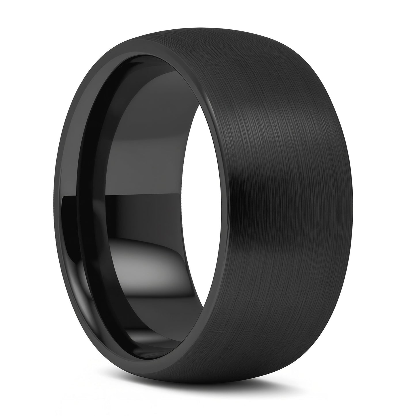 Extra-Wide Brushed Domed Black Tungsten Men's Wedding Band