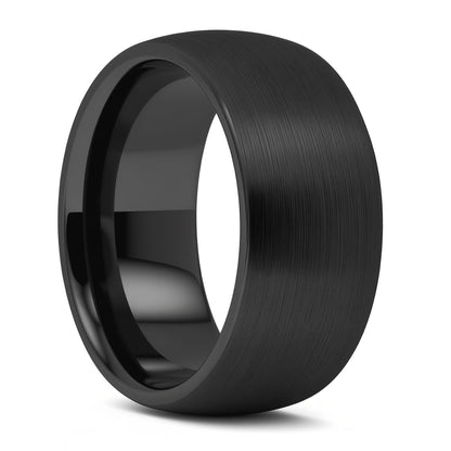 Extra-Wide Brushed Domed Black Tungsten Men's Wedding Band