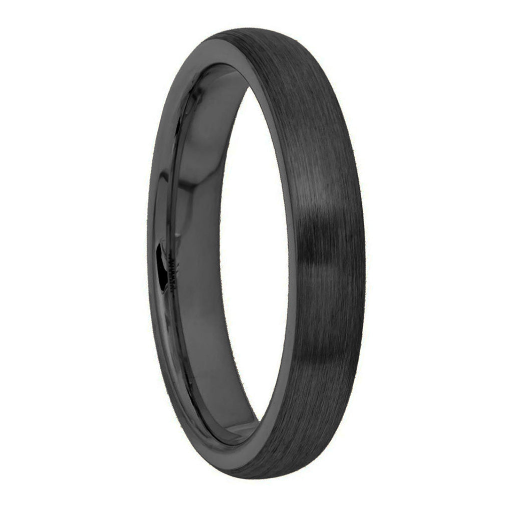 Domed Brushed Black Tungsten Men's Wedding Band