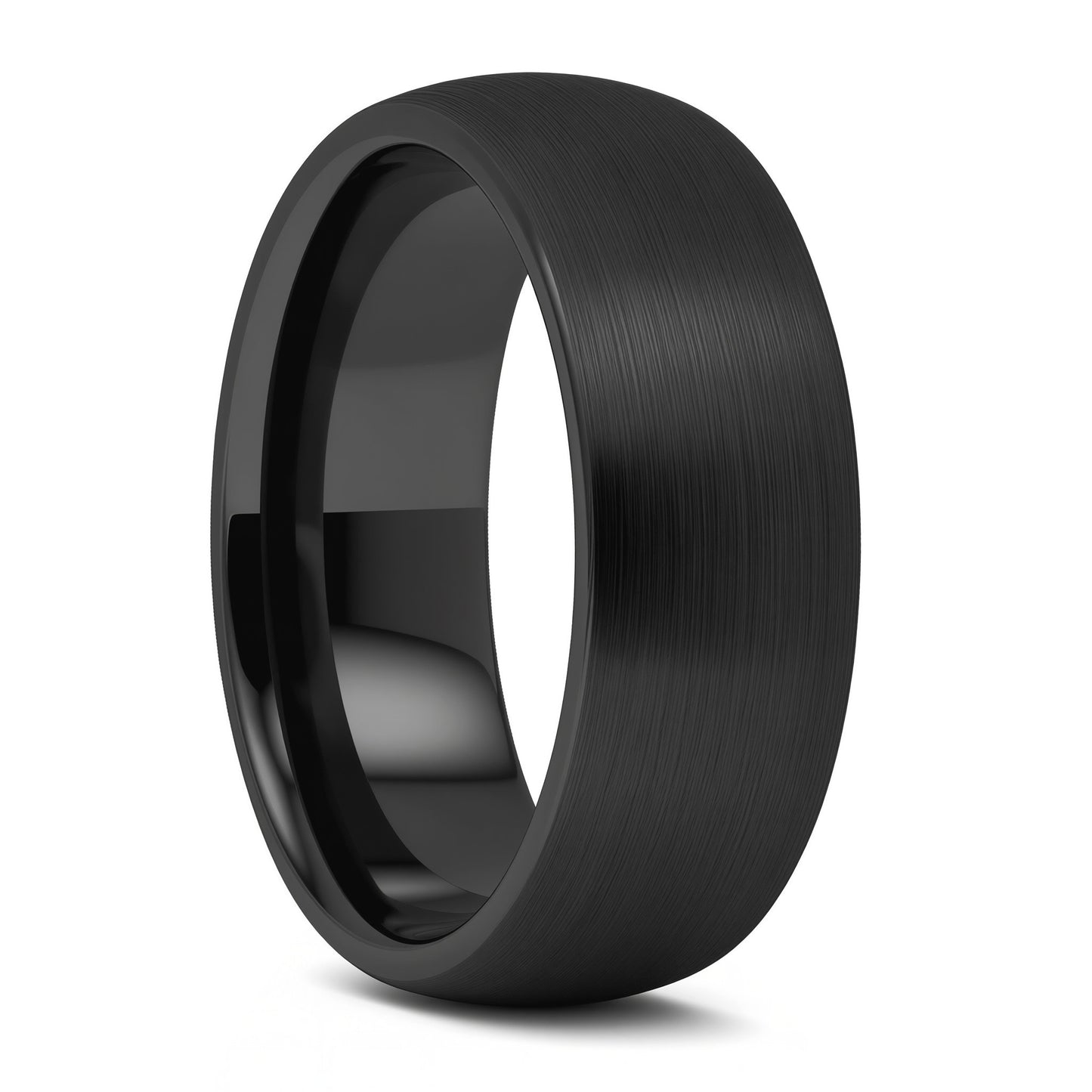 Extra-Wide Brushed Domed Black Tungsten Men's Wedding Band