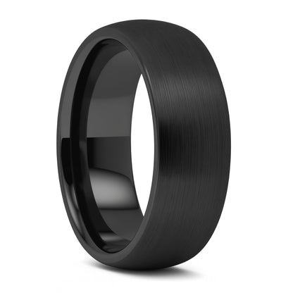 Extra-Wide Brushed Domed Black Tungsten Men's Wedding Band