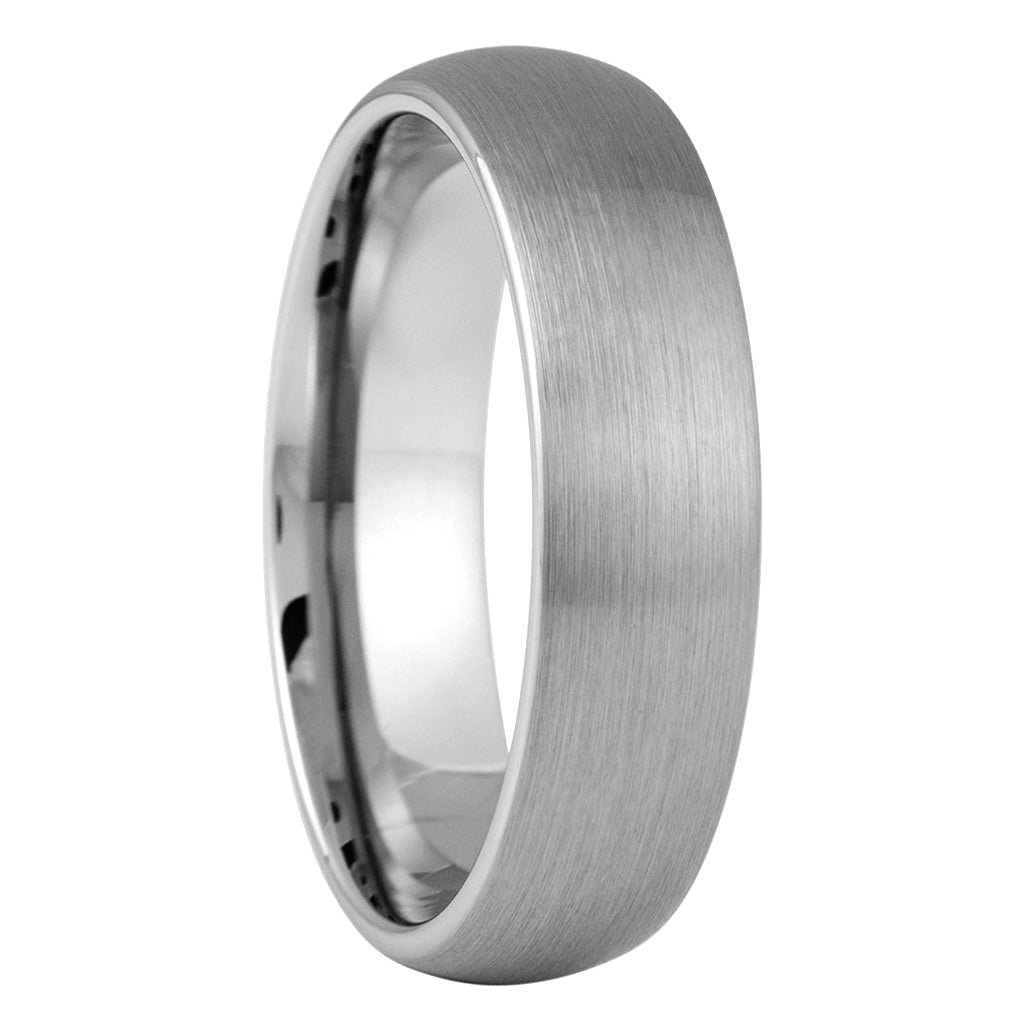 Domed Brushed Tungsten Couple's Matching Wedding Band Set