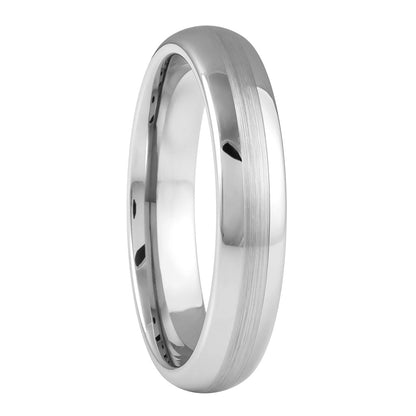 Domed White Tungsten Wedding Band with Satin Finished Center