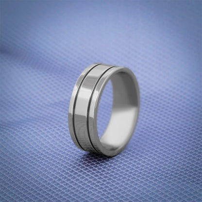 Dual Grooved Titanium Wedding Band