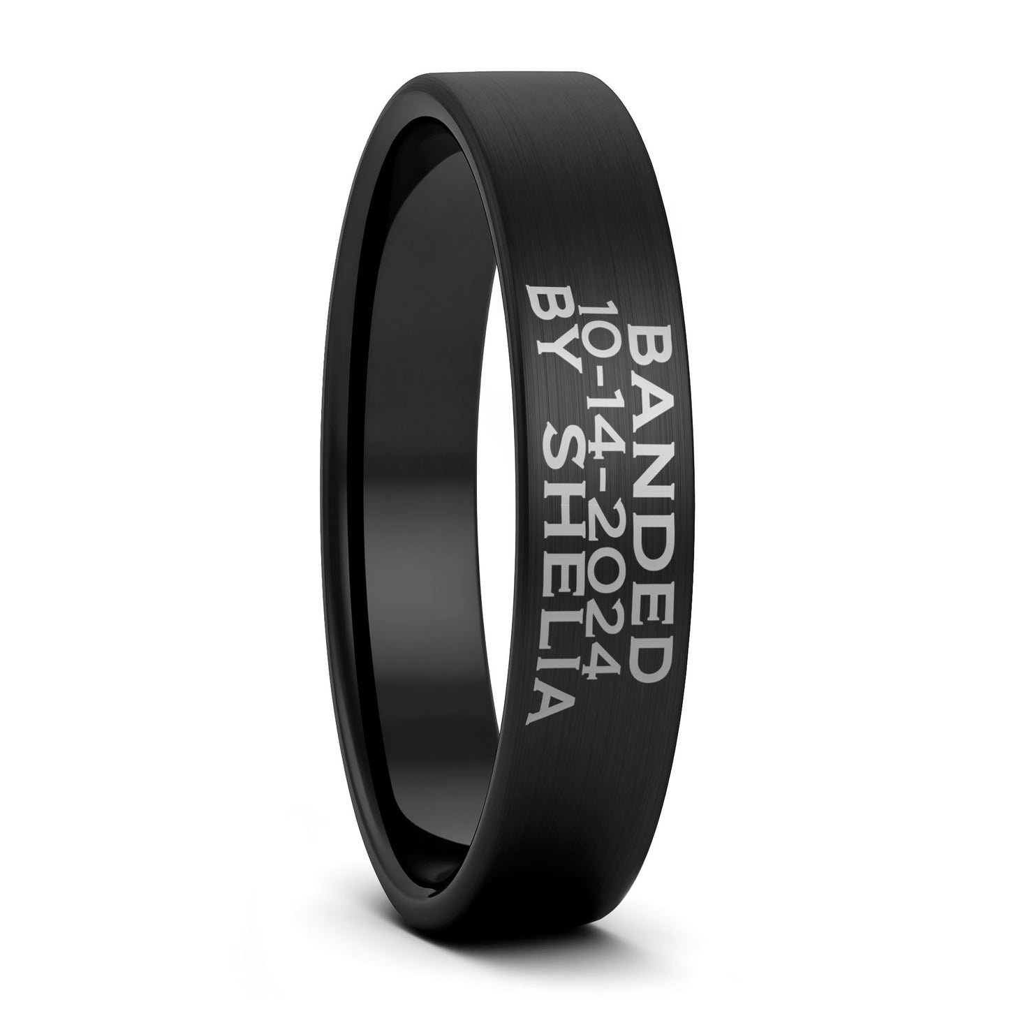 Bague pour homme en tungstène doré brossé gravé sur mesure Duck Band