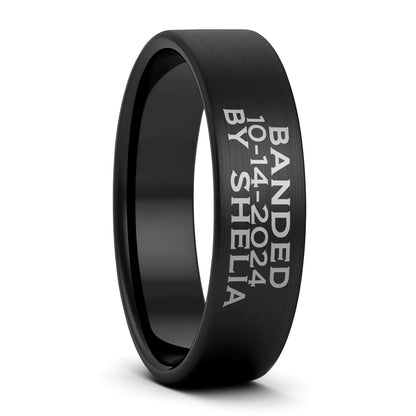 Bague pour homme en tungstène doré brossé gravé sur mesure Duck Band