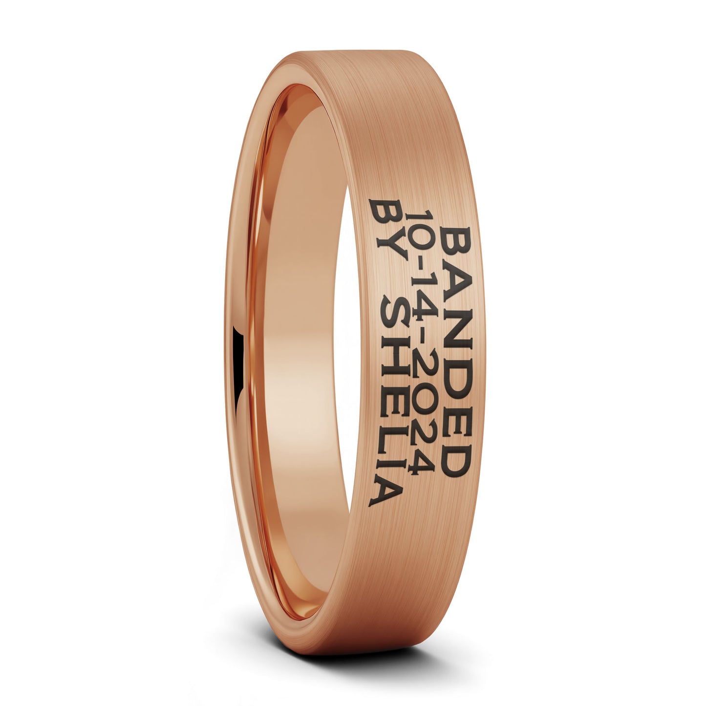 Bague pour homme en tungstène doré brossé gravé sur mesure Duck Band