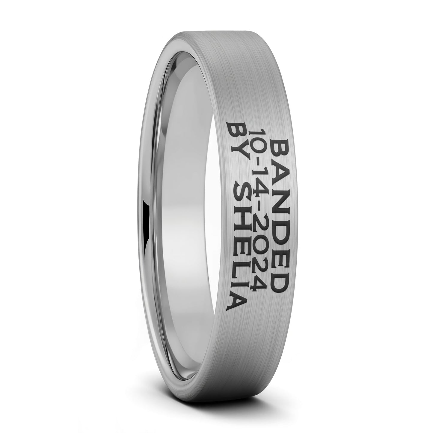 Bague pour homme en tungstène doré brossé gravé sur mesure Duck Band