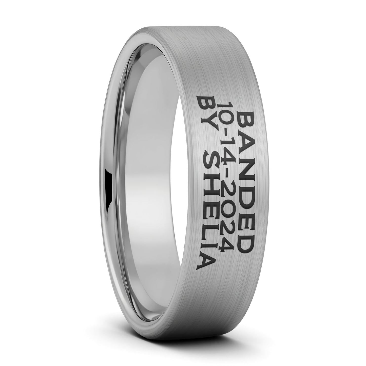 Bague pour homme en tungstène doré brossé gravé sur mesure Duck Band