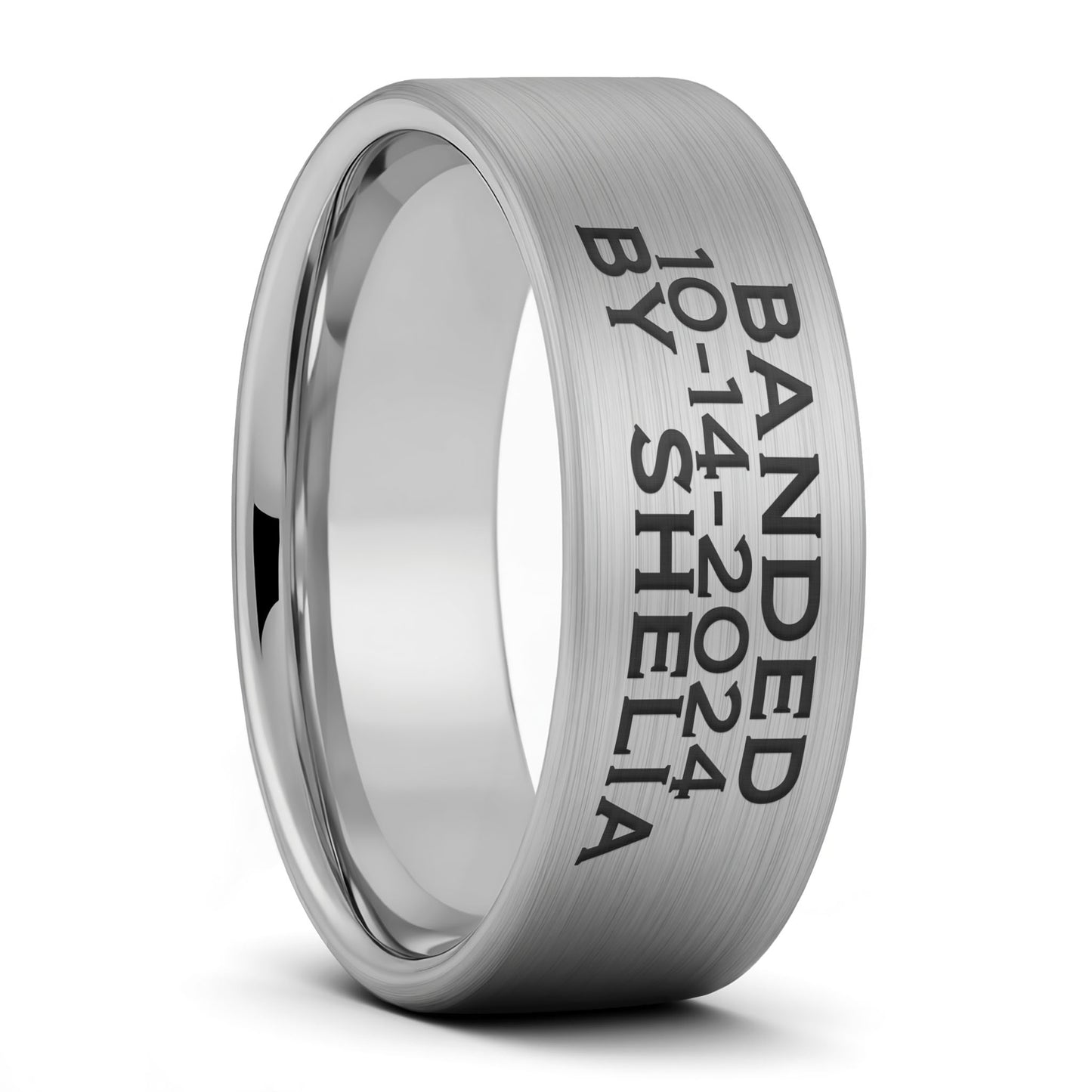 Bague pour homme en tungstène doré brossé gravé sur mesure Duck Band