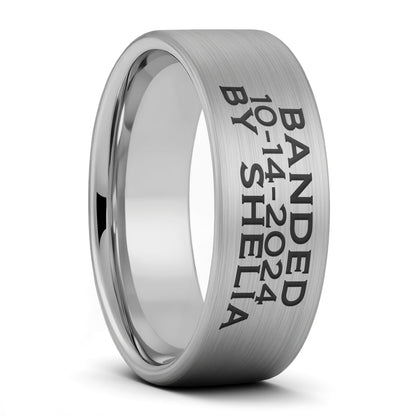 Bague pour homme en tungstène doré brossé gravé sur mesure Duck Band