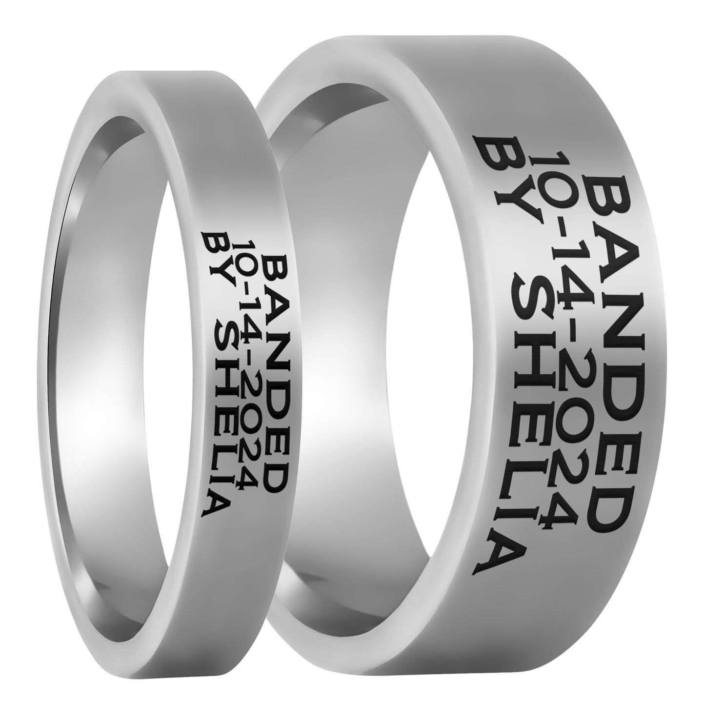 Duck Band Custom Engraved Tungsten Couple's Matching Ring Set