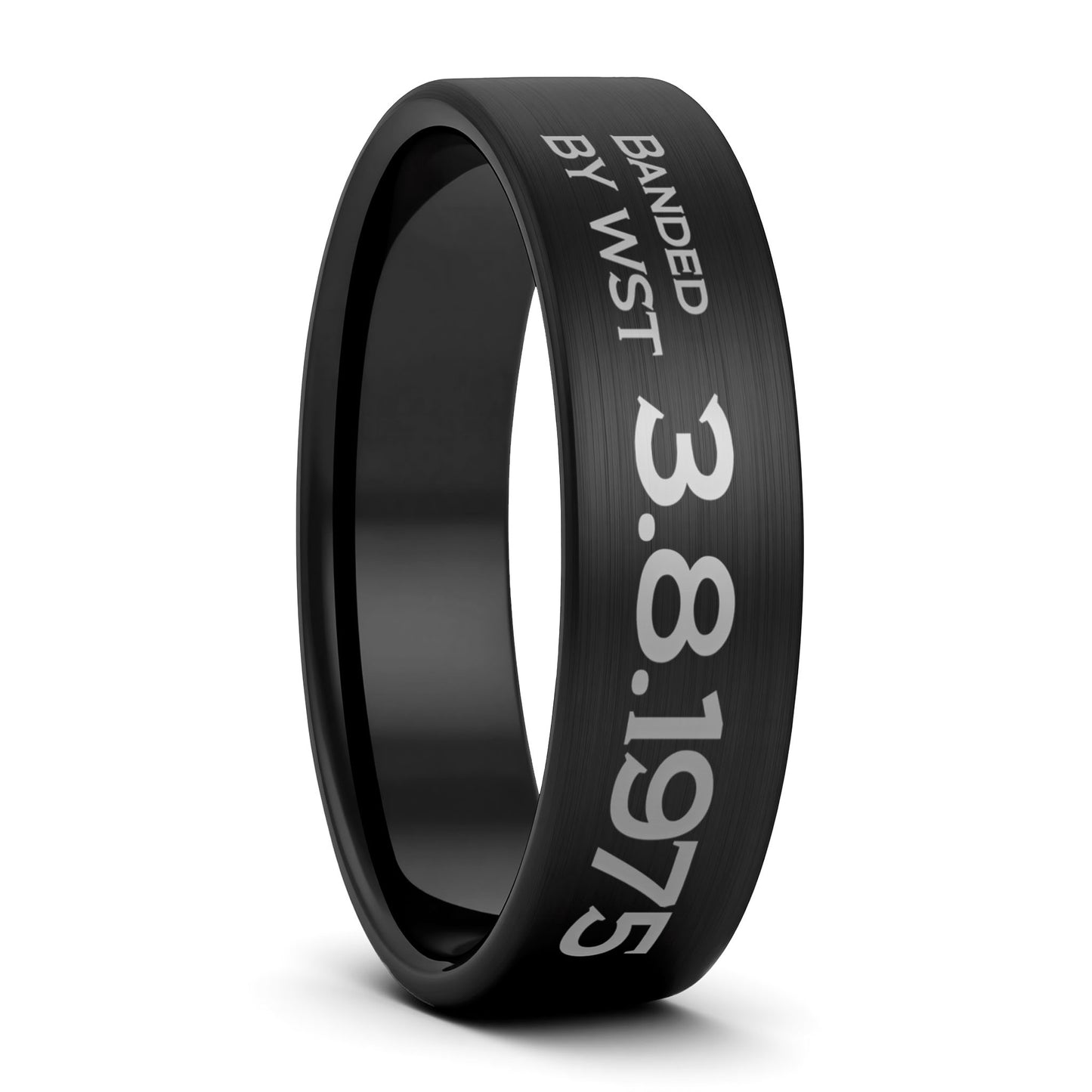 Bague pour hommes en tungstène doré brossé gravé sur mesure de style bande de canard