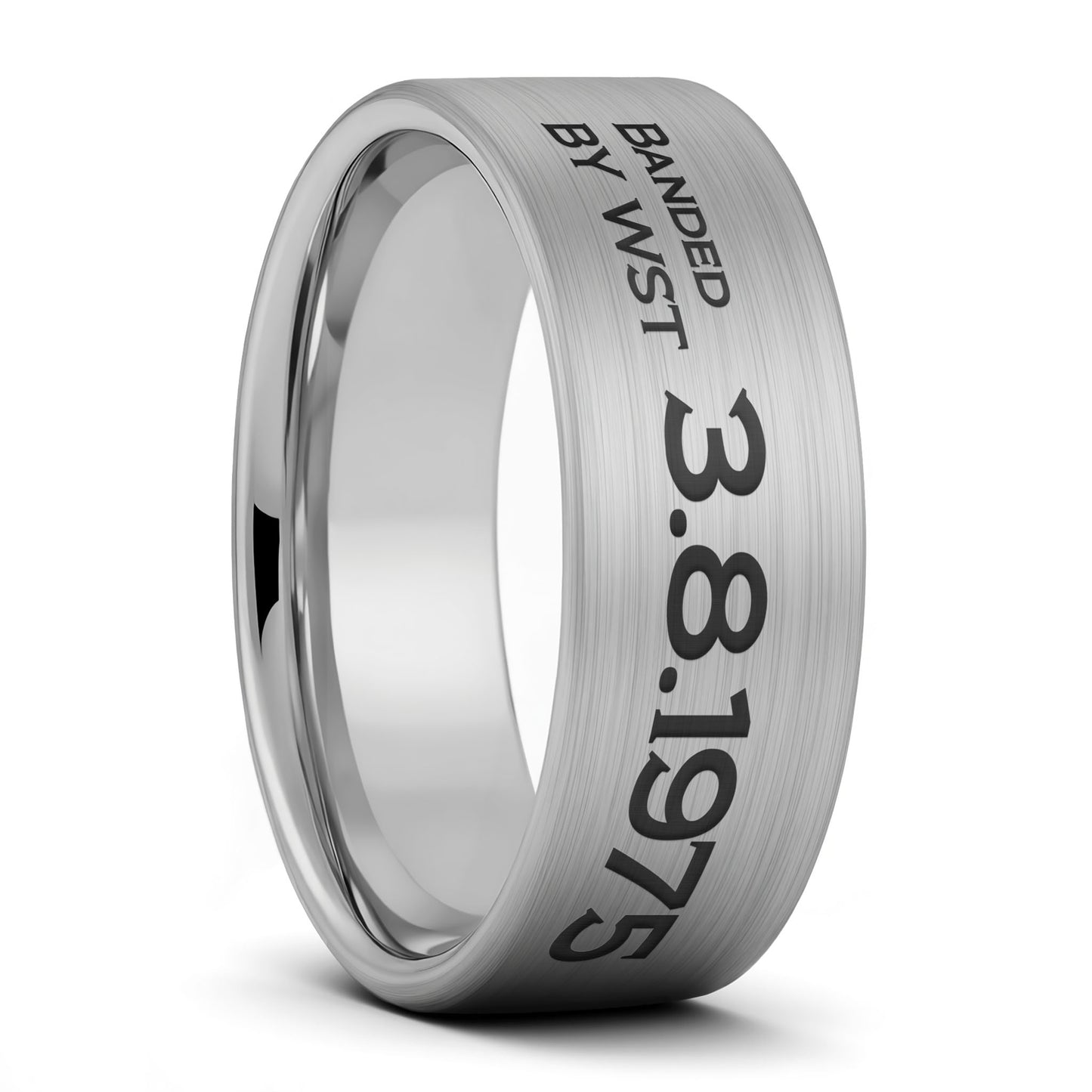 Bague pour hommes en tungstène doré brossé gravé sur mesure de style bande de canard