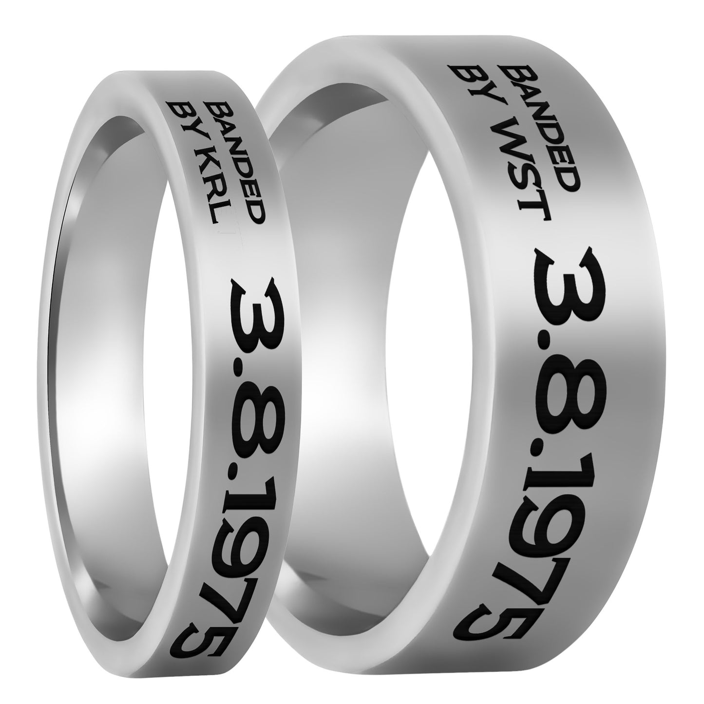Duck Band Style Custom Engraved Tungsten Couple's Matching Ring Set