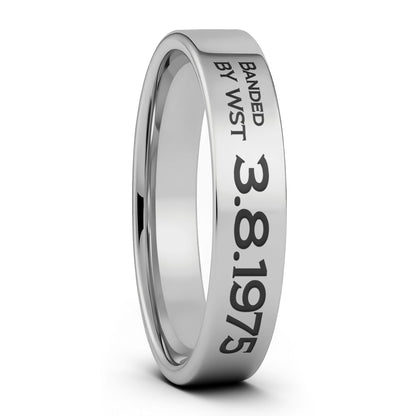 Duck Band Style Custom Engraved Tungsten Men's Ring