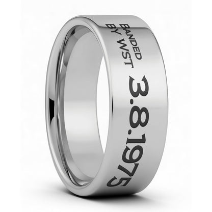 Duck Band Style Custom Engraved Tungsten Men's Ring