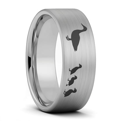 Duck Ducklings Brushed Tungsten Men's Wedding Band