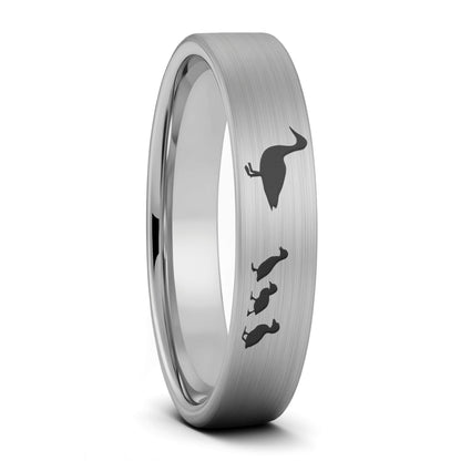 Duck & Ducklings Brushed Tungsten Men's Wedding Band