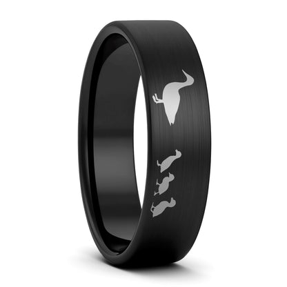 Duck & Ducklings Brushed Tungsten Men's Wedding Band