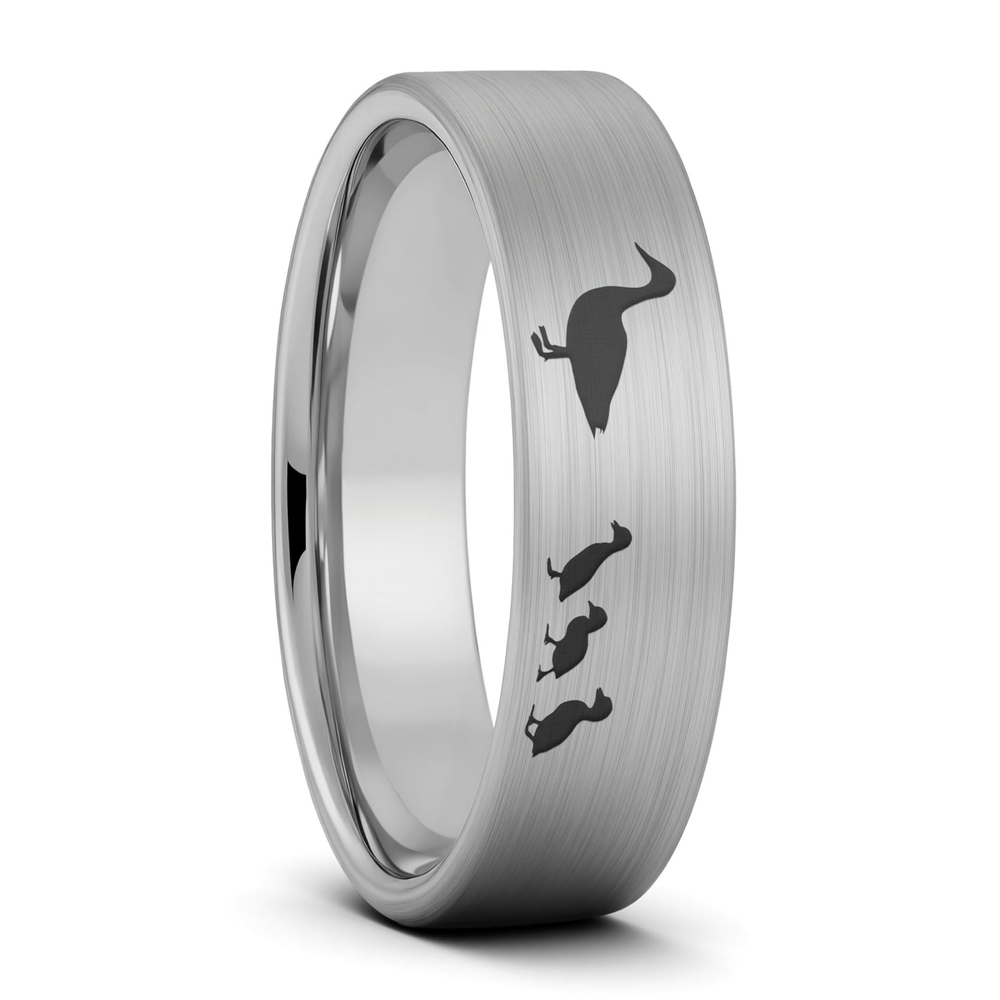Duck & Ducklings Brushed Tungsten Men's Wedding Band