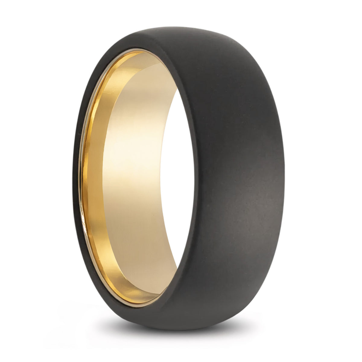 Eclipse Black Diamond Wedding Band with 14k Gold Interior