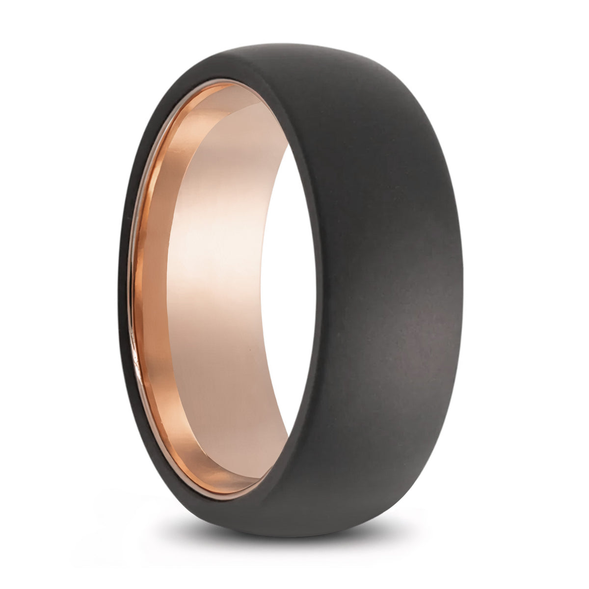 Eclipse Black Diamond Wedding Band with 14k Gold Interior